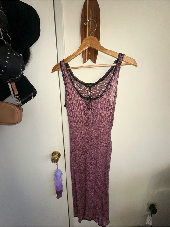 Betsey Johnson Dresses & Skirts - VTG Betsey Johnson pink and black lacy maxi slip dress